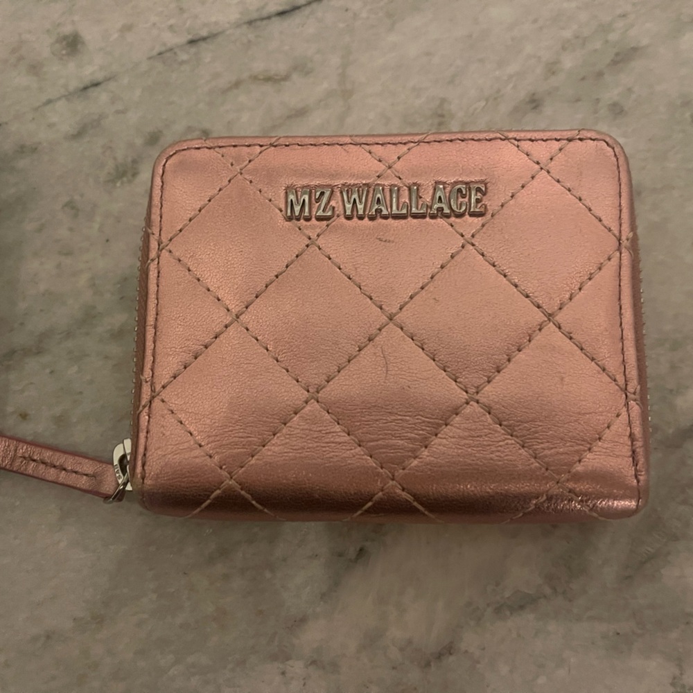 MZ Wallace Metallic Pink Quilted Wallet